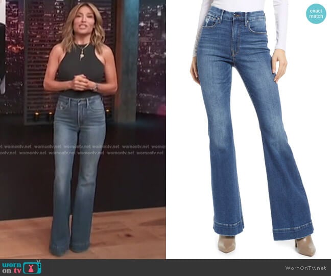 Good American Good Legs Deep-V High Waist Flare Leg Jeans worn by Kit Hoover on Access Hollywood