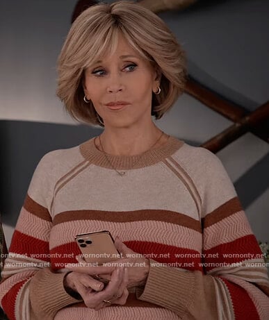 Grace’s striped sweater on Grace and Frankie
