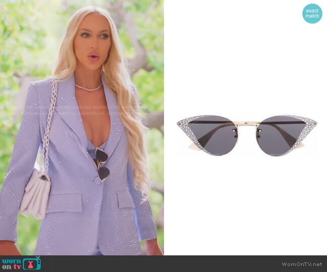 Gucci Diamante-Embellished Frameless Cat-Eye Sunglasses worn by Christine Quinn on Selling Sunset