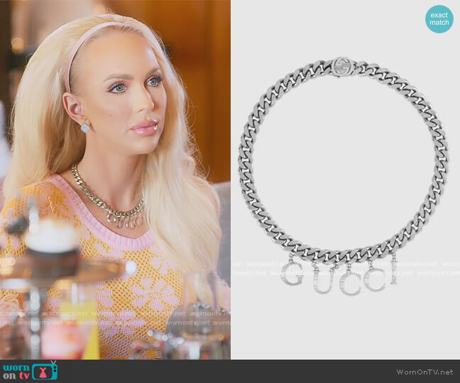 Gucci Necklace with Gucci script worn by Christine Quinn on Selling Sunset