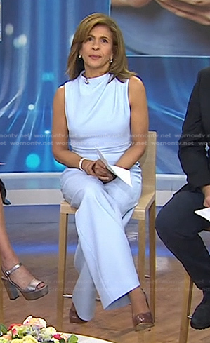 Hoda’s light blue sleeveless jumpsuit on Today