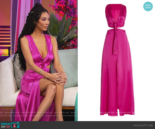 House of Aama Cut-Out Silk Charmeuse Gown worn by Noella Bergener on The Real Housewives of Orange County