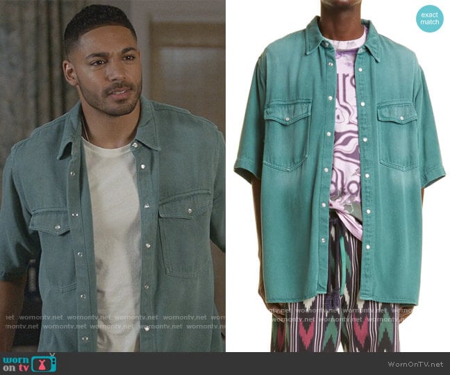 Isabel Marant Tigilin Oversize Twill Shirt worn by Jordan Baker (Michael Evans Behling) on All American