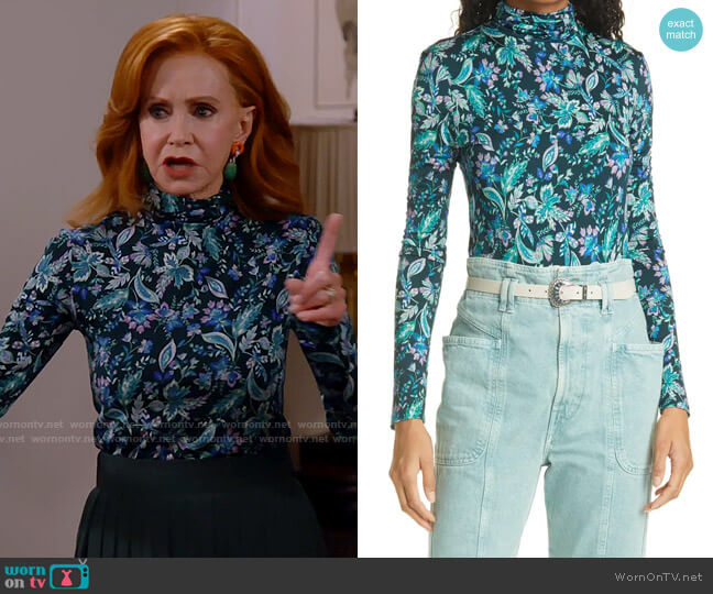 Etoile Isabel Marant Jewel Top in Dark Green worn by Sheila (Swoosie Kurtz) on Call Me Kat