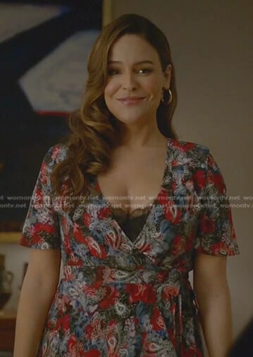 Izzy’s floral wrap dress on Bull
