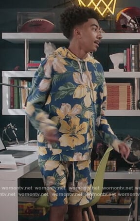 Jack’s blue floral print hoodie on Black-ish
