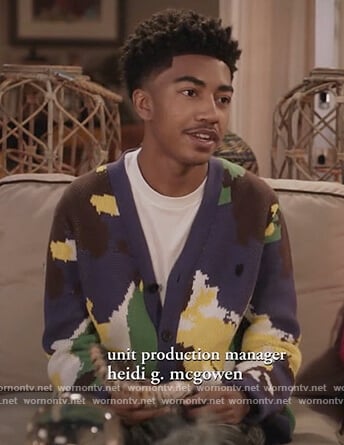 Jack’s purple camo print cardigan on Black-ish