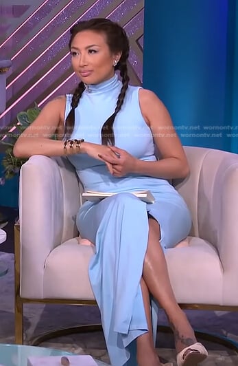 Jeannie’s blue turtleneck sleeveless dress on The Real