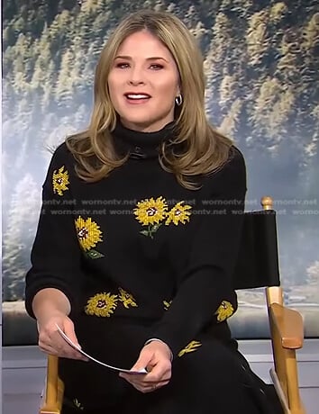 Jenna’s black floral turtleneck sweater and skirt on Today