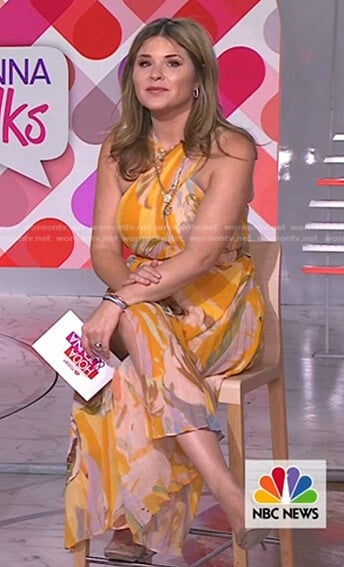 Jenna’s orange printed cross front dress on Today