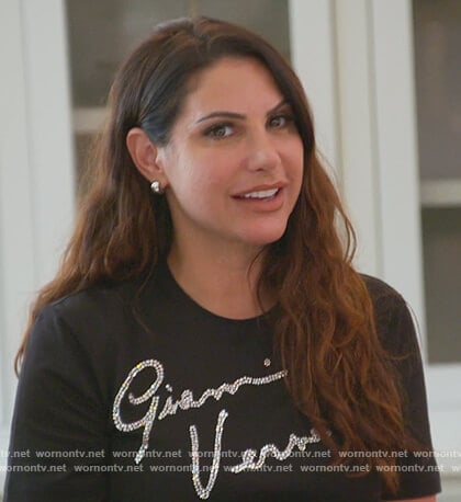 Jennifer’s white versace crystal tee on The Real Housewives of New Jersey
