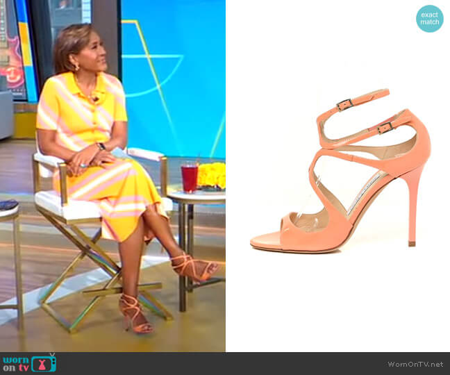 Jimmy Choo Patent Calfskin Lang Sandals worn by Robin Roberts on Good Morning America