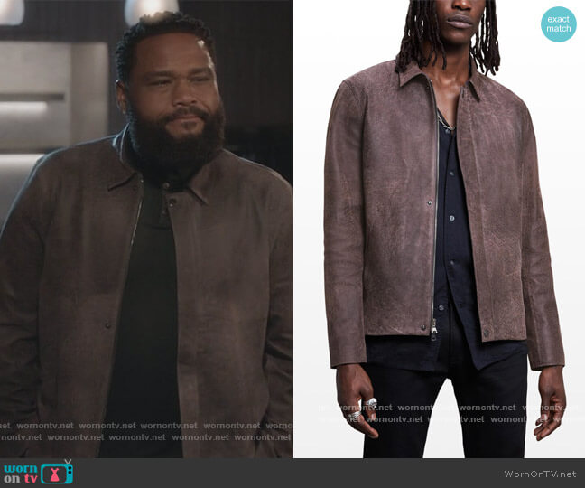 John Varvatos Leather Zip Jacket worn by Andre Johnson (Anthony Anderson) on Black-ish