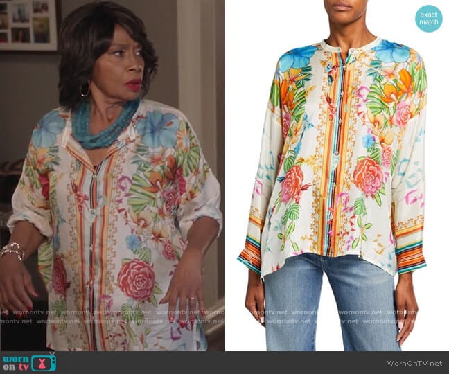 Johnny Was Sabrina Printed Button Up Top