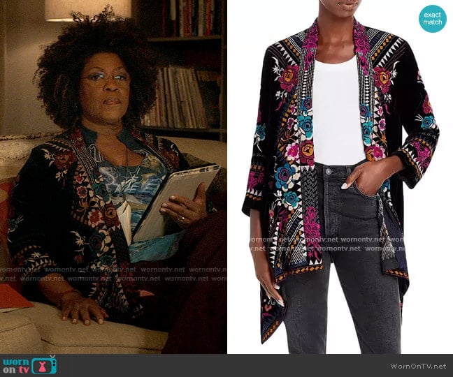 Johnny Was Tinasha Velvet Embroidered Jacket worn by Viola Marsette (Lorraine Toussaint) on The Equalizer