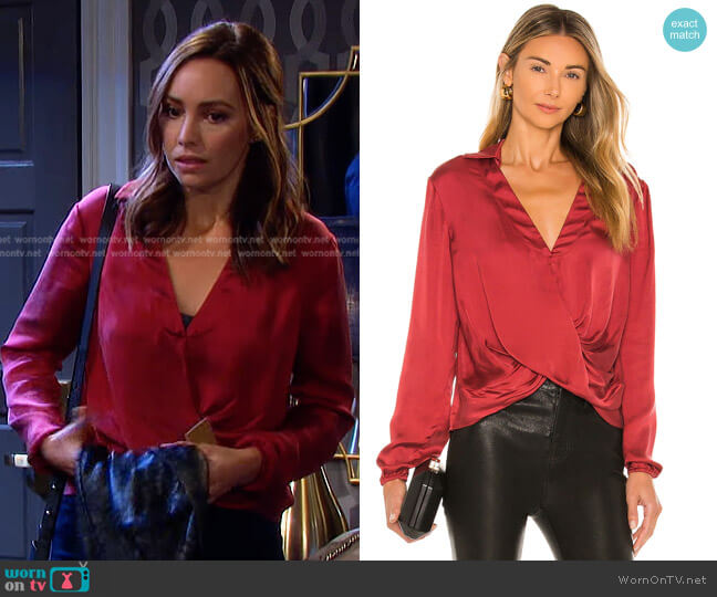 Jonathan Simkhai Jackie Blouse worn by Gwen Rizczech (Emily O'Brien) on Days of our Lives