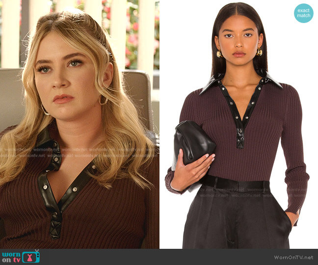 Jonathan Simkhai Libby Polo worn by Amanda Carrington (Eliza Bennett) on Dynasty