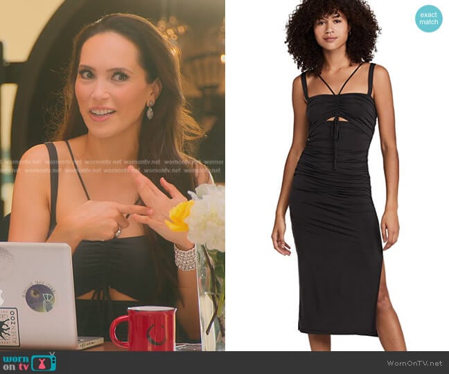 Jonathan Simkhai Lucy Slinky Jersey Cutout Ruched Midi Dress worn by Davina Potratz on Selling Sunset