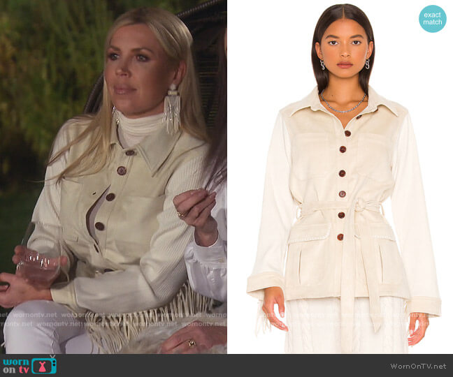 Jonathan Simkhai Mira Twisted Cable Knit Jacket worn by Dr. Jen Armstrong on The Real Housewives of Orange County