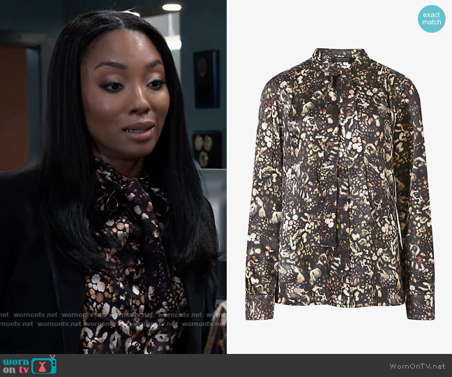 All Saints Toni Kettu Floral Eco-Viscoso and Silk Shirt worn by Jordan Ashford (Tanisha Harper) on General Hospital