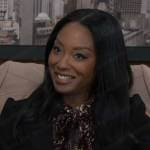 Jordan’s animal print tie neck blouse on General Hospital