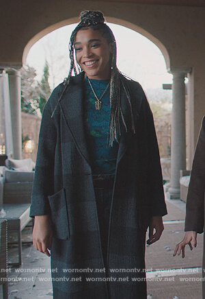 Kaela’s gray checked coat on Charmed