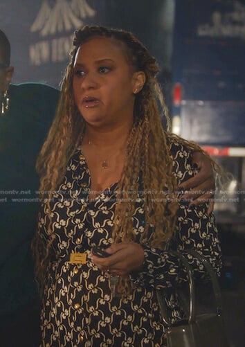 Karen’s black floral shirtdress on 9-1-1