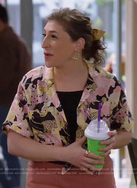 Kat’s big cat print tie front shirt on Call Me Kat