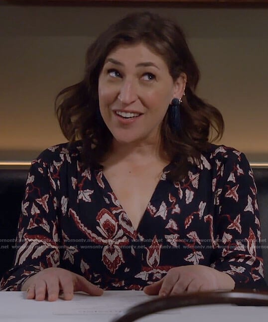 Kat’s navy leaf print dress on Call Me Kat