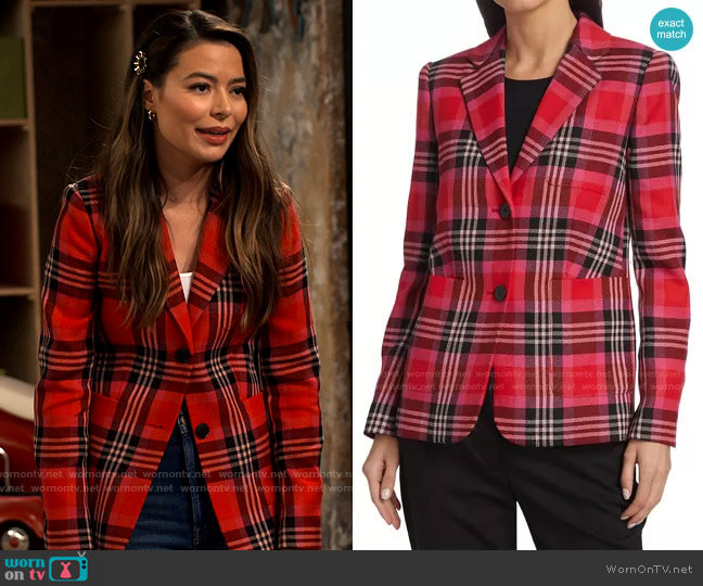 Kate Spade Foliage Plaid Blazer worn by Carly Shay (Miranda Cosgrove) on iCarly