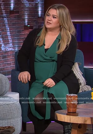 Kelly’s green wrap dress on The Kelly Clarkson Show
