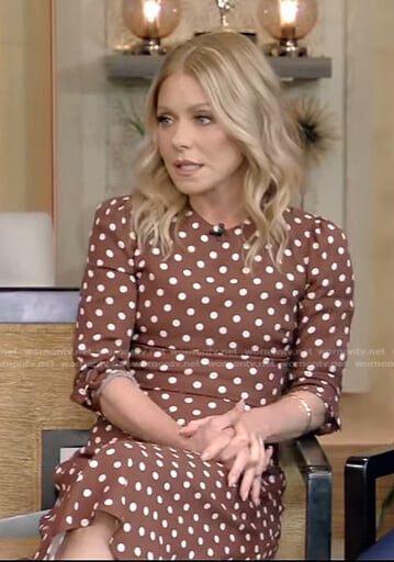 Kelly’s brown polka dot dress on Live with Kelly and Ryan