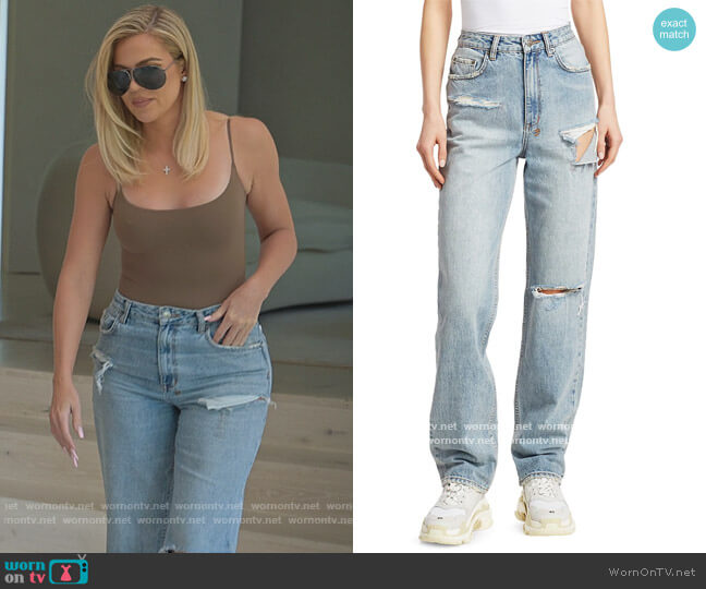 Ksubi Playback Skream Trashed Ripped Straight Leg Jeans worn by Khloe Kardashian (Khloe Kardashian) on The Kardashians