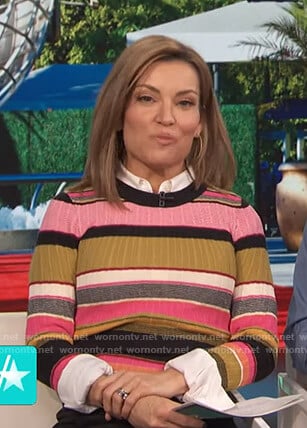 Kit’s multicolor striped sweater on Access Hollywood