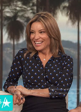 Kit’s black dot print shirt on Access Hollywood