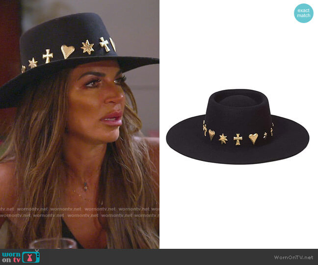 Lack of Color Boater Hat with Gold Conchos worn by Teresa Giudice on The Real Housewives of New Jersey