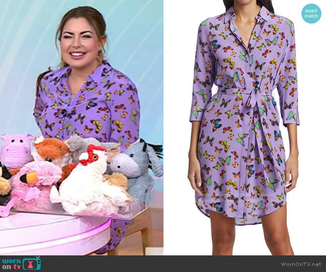L'Agence Addison Butterfly-Print Shirtdress worn by Bobbie Thomas on Today