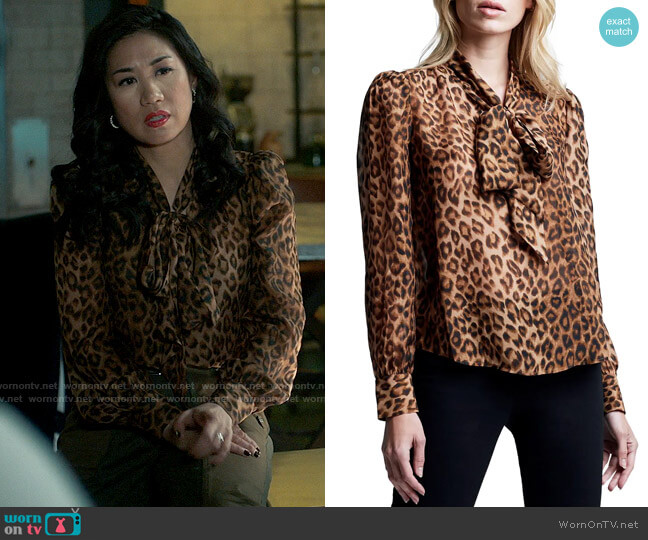 L'Agence Diane Leopard Blouse worn by Melody Bayani (Liza Lapira) on The Equalizer