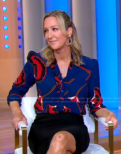 Lara’s blue floral blouse on Good Morning America