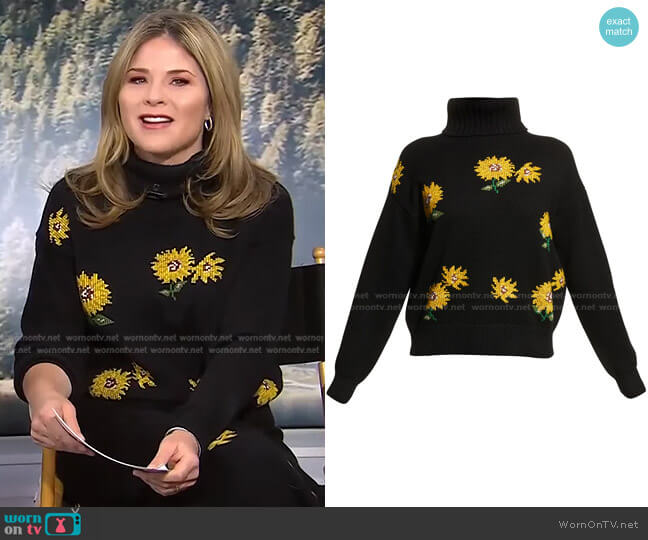 Lela Rose Sunflower Wool-Cashmere Turtleneck worn by Jenna Bush Hager on Today