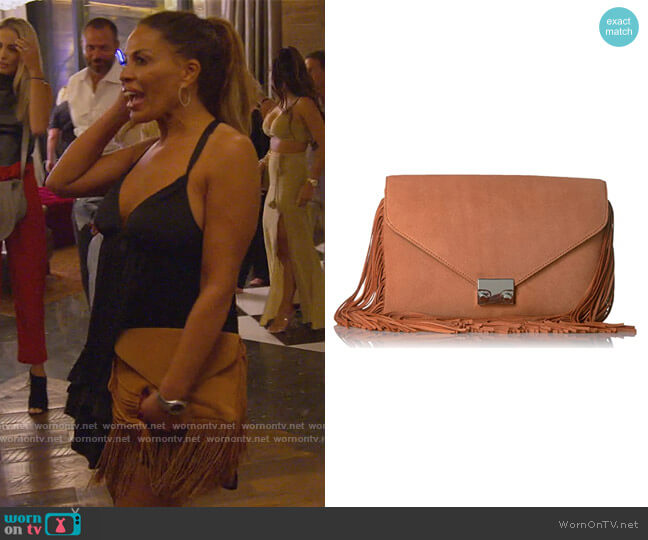 Loeffler Randall Suede Fringe Bag worn by Dolores Catania on The Real Housewives of New Jersey