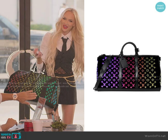 Louis Vuitton Monogram Jacquard Optic Fiber Woven Light Up Keepall Bandouliere worn by Christine Quinn on Selling Sunset