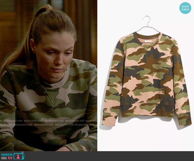 Madewell Crewneck Sweatshirt in Cottontail Camo worn by Hailey Upton (Tracy Spiridakos) on Chicago PD