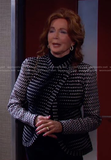 Maggie’s black geometric jacket on Days of our Lives