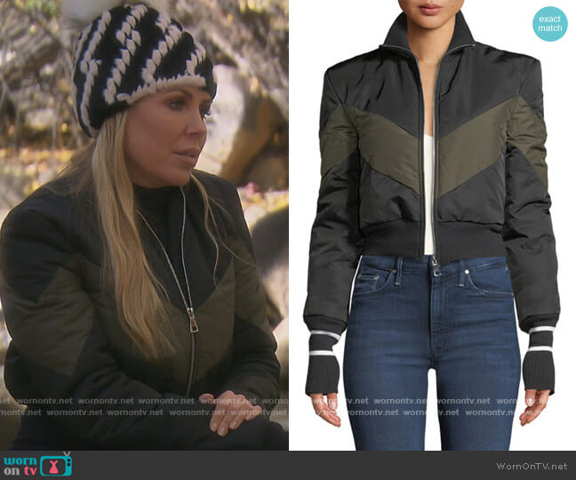 Maggie Marilyn Conquer Your Fears Cropped Puffer Jacket worn by Dr. Jen Armstrong on The Real Housewives of Orange County