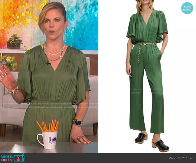 Maje Pachel Flutter Sleeve Jumpsuit worn by Natalie Morales on The Talk