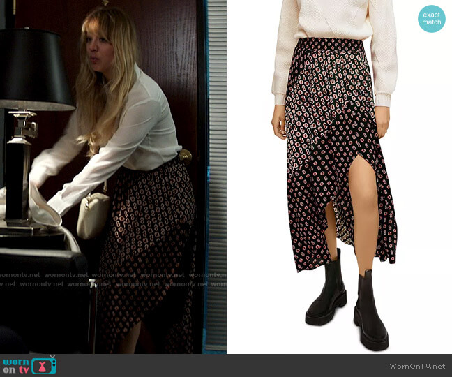 Maje Jariri Skirt worn by Cassie Bowden (Kaley Cuoco) on The Flight Attendant