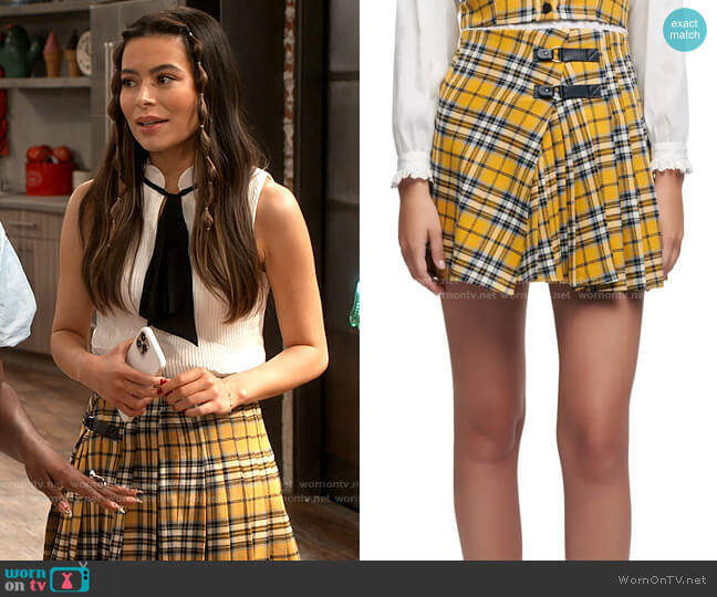 Maje Joris Plaid Pleated Skirt worn by Carly Shay (Miranda Cosgrove) on iCarly