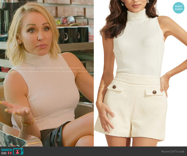 Marciano Caroline Sleeveless Turtleneck Rib Sweater Top worn by Mary Fitzgerald on Selling Sunset