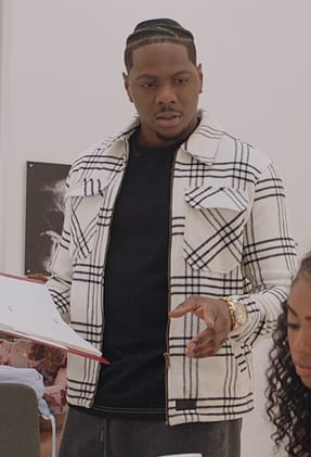 Cam’s white plaid jacket on All American Homecoming